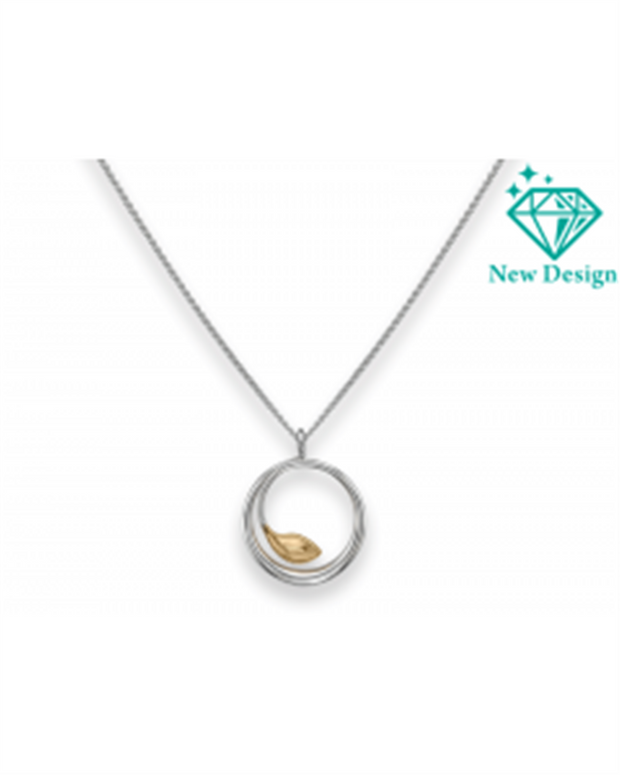 Ed Levin Designs Sterling Silver & 14K Yellow Gold Be-Leaf Pendant 18"