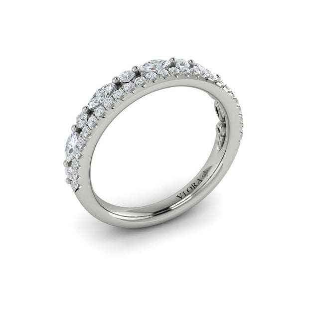 Vlora Diamond Ring with Marquise and Round Diamonds in Platinum