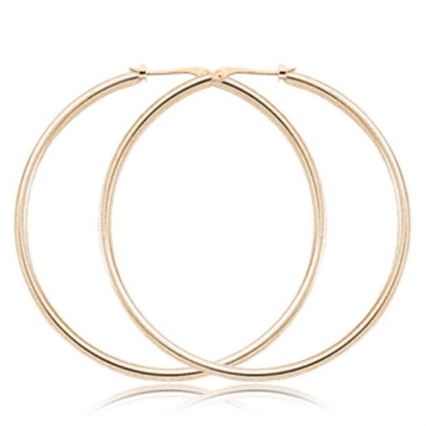 Carla Round Hoops in 14k Yellow Gold. 1.5x50mm