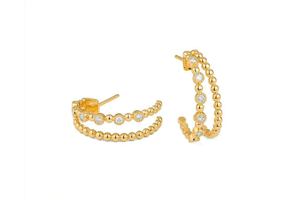 Facet Barcelona Diamond Hoop Earrings in 14k Yellow Gold. .41 ct. (Natural Diamonds)