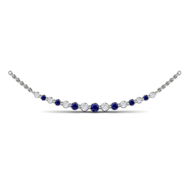 VLORA Diamond and Sapphire Necklace in 14k White Gold.