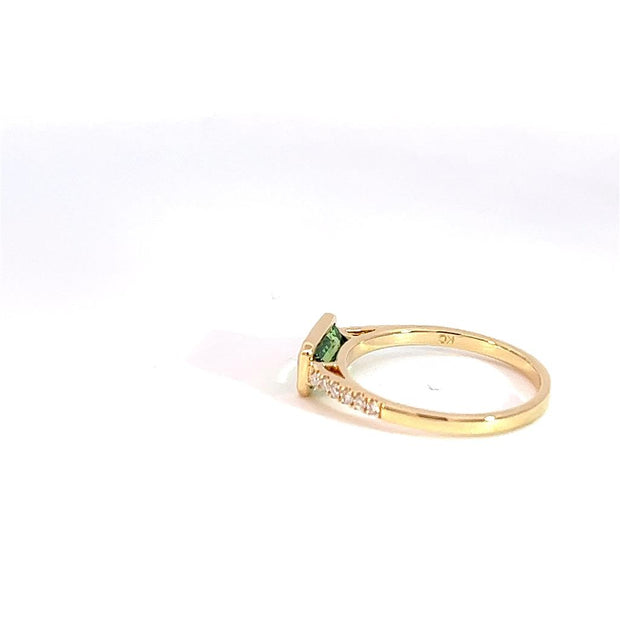 Tsavorite Garnet and Diamond Ring in 18k Yellow Gold