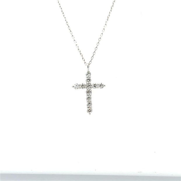 Unison Diamond Cross Pendant in 18k White Gold. .20 ct.