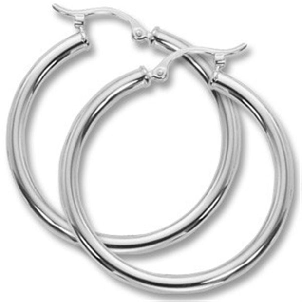 Hoop Earrings (2.5x30mm) in 14k White Gold.