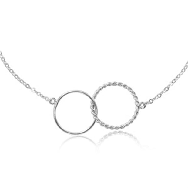 Carla Interlocking Double Ring Necklace in Sterling Silver.