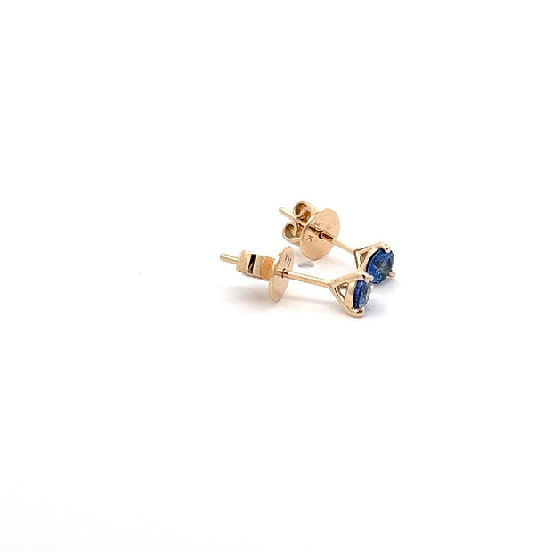 Round Blue Sapphire Stud Earrings