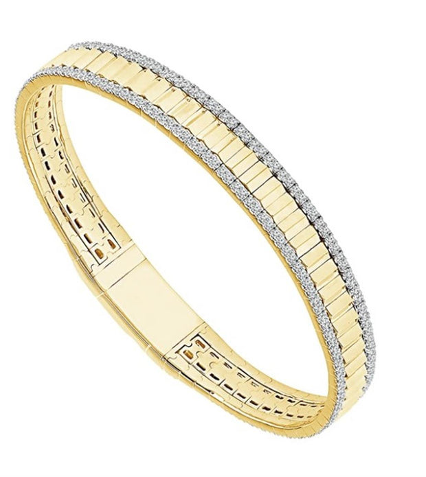 IDD Flexible Bangle Bracelet in 14k Yellow Gold with Diamonds 1ct total weight