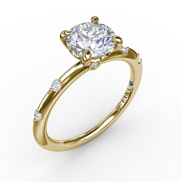 FANA Captivating Raindrop Diamond Engagement Ring in 14K Yellow Gold/White Gold