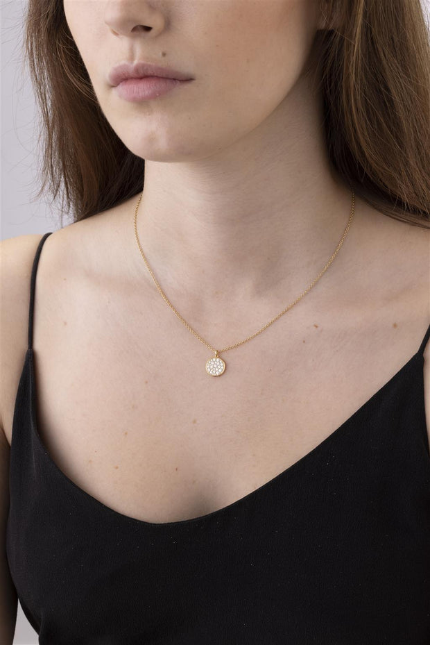 Memoire Luna Pave' Medallion in 18k yellow gold