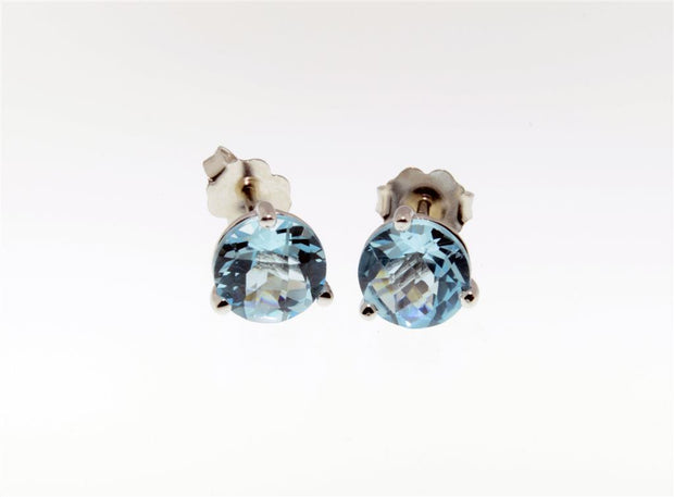 Blue Topaz Stud Earrings in 14k White Gold