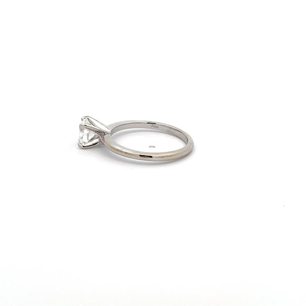 Solitaire Engagement Ring in 14k White Gold with .97 ct. G/SI-1 Fire Cushion.