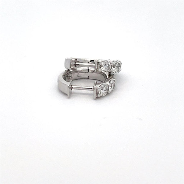 Plateau Jewelers' Diamond Hoop Earrings in 14k white gold. 1.05 ct.