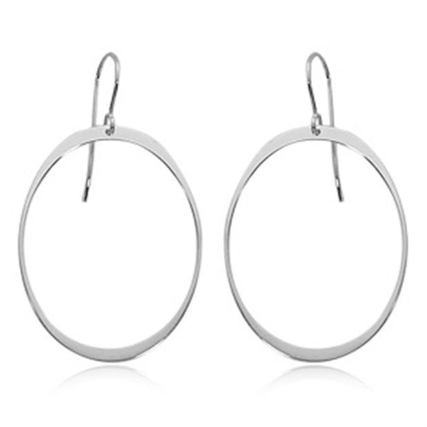 Carla Large Simple Oval Earrings in Sterling Silver