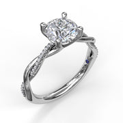 Fana Twist Diamond Engagement Semi-Mount in 14k White Gold