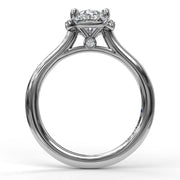Fana Oval Cut Halo Engagement Semi-Mount Ring in 14k White Gold. 0.16ctw