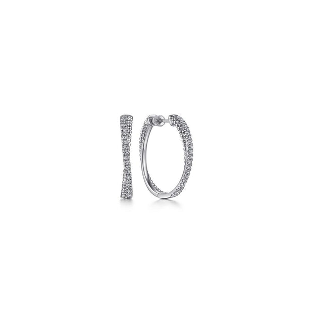 Gabriel Twisted Classic Hoop in Sterling Silver with White Sapphire