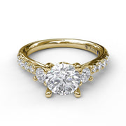 FANA Three Stone Diamond Engagement Ring in 14K Yellow Gold/White Gold