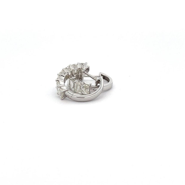 Diamond Hoop Earrings with Emerald Cut Diamonds