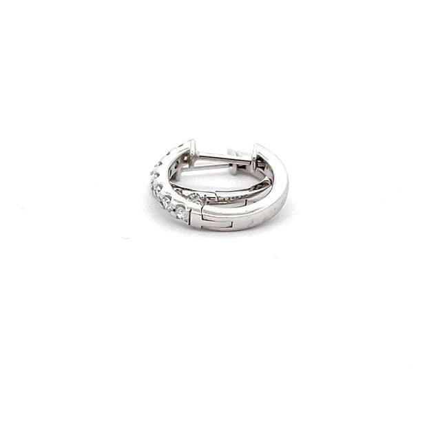 Small Diamond Hinged Hoop Earrings in 14k White Gold.  13mm diameter (just over .5") .28 ct.