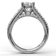 FANA 14K White Gold Tapered Shared Prong Diamond Engagement Semi-Mount 0.89ctw F/G VS/SI