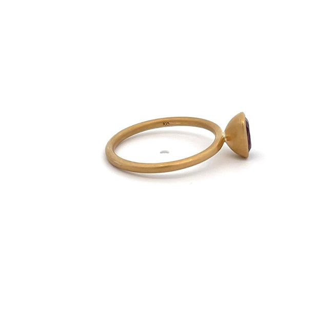 Kimberly Collins Garnet Ring in 18k Yellow Gold with sandblasted finish