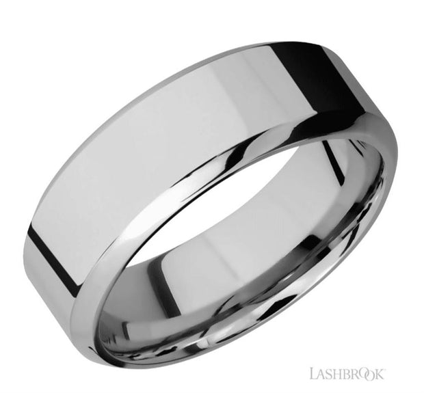 Lashbrook Designs high bevel band in polished titanium