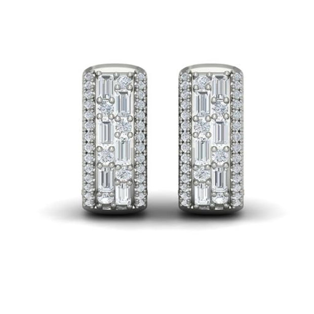 VLORA Diamond Hoop Earrings in 14K White Gold with 0.90cts