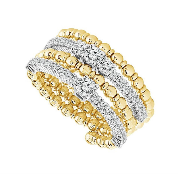 IDD 14K Two Tone Wrap Ring with Titanium Wire .62 tcw