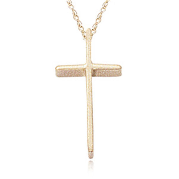 Cross Necklace in 14k Yellow Gold.