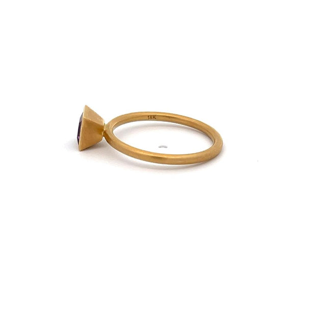 Kimberly Collins Amethyst Ring in 18k Yellow Gold with sandblasted finish