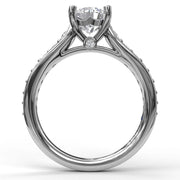 FANA 14K White Gold Classic Single Row Diamond Engagement Semi-Mount Ring