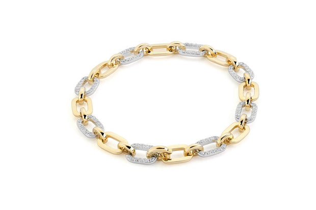 Two-Tone Open Link Diamond line bracelet 1.1ctw