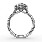 Fana Diamond Engagement Ring With Halo And Bezel Set Center 0.54Cts