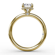 FANA Contemporary Solitaire Diamond Ring with Hidden Halo in 14K Yellow Gold