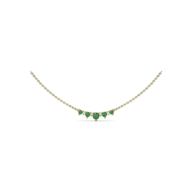 Fana Five Stone Emerald and Diamond Station Necklace in 14k Yellow gold .05ct diamond and .60ct emerald