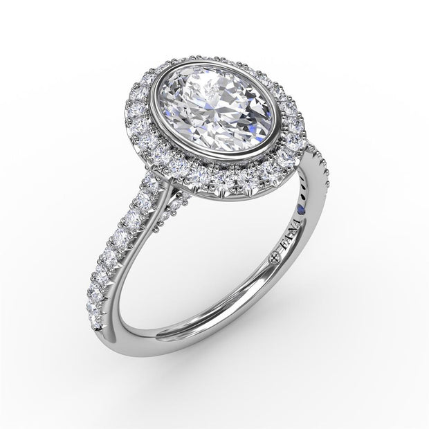 Fana Diamond Engagement Ring With Halo And Bezel Set Center 0.54Cts