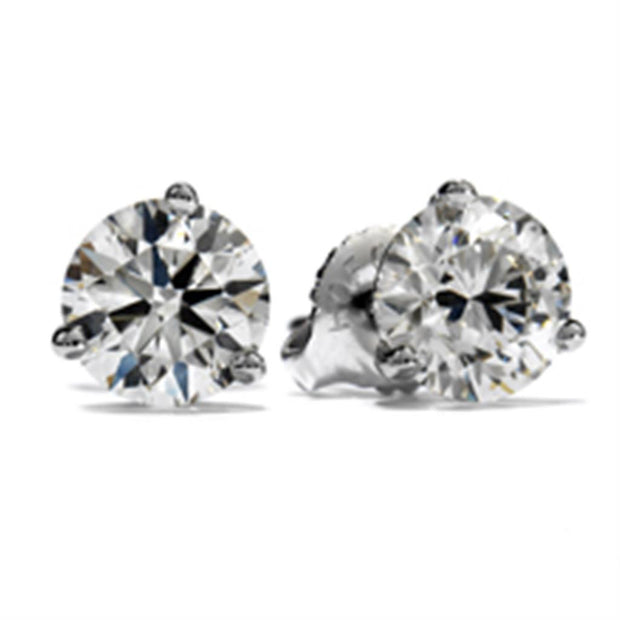 Round Diamond Stud Earrings in 14k White Gold. .74 ct.