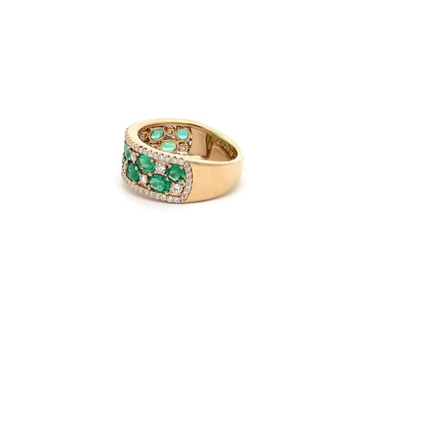 Vlora Emerald and Diamond Ring in 14k Yellow Gold.