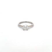 Solitaire Engagement Ring in 14k White Gold with .97 ct. G/SI-1 Fire Cushion.