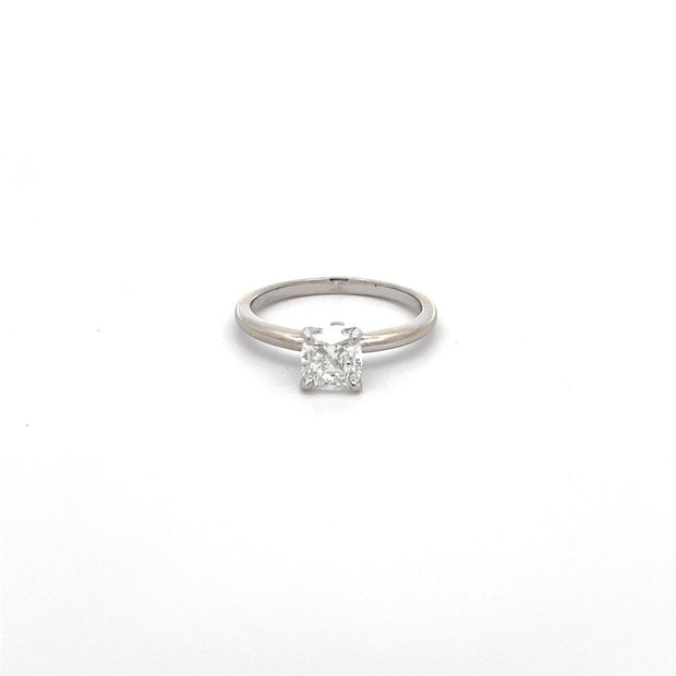 Solitaire Engagement Ring in 14k White Gold with .97 ct. G/SI-1 Fire Cushion.