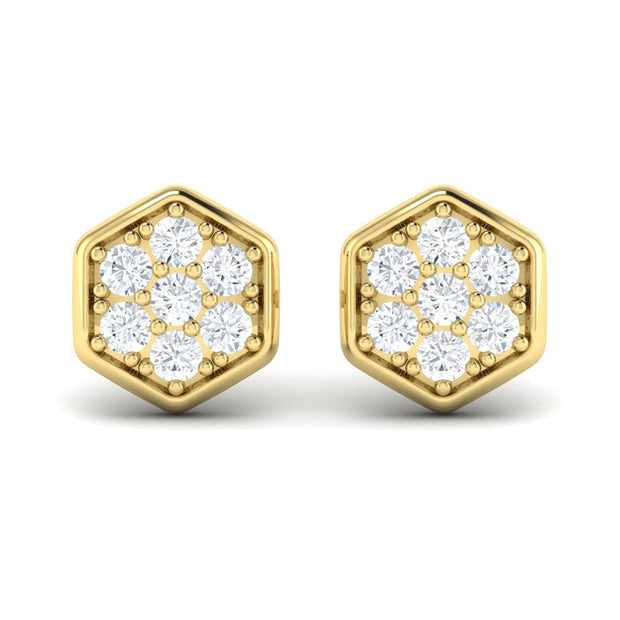VLORA Diamond Stud Earrings in 14K Yellow Gold