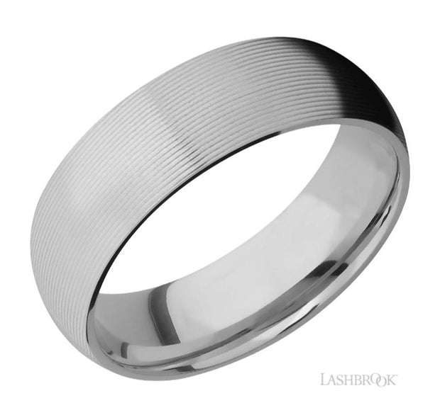 Lashbrook Designs domed band with machine finish in titanium