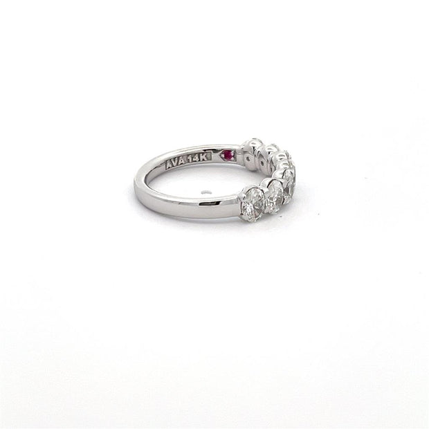 Ava Couture Oval Diamond Wedding Band in 14k White Gold. 1.67 ct