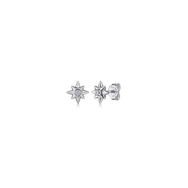 Gabriel Diamond Star Stud Earrings in Sterling Silver