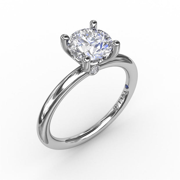 Fana Solitaire Engagement Ring With Surprise Diamond in 14k White Gold.