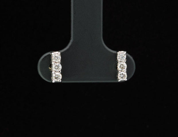 Diamond Bar Earrings in 14k white gold