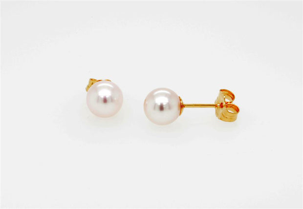 Baggins Pearl Stud Earrings 6-6.5mm in 14k Yellow Gold