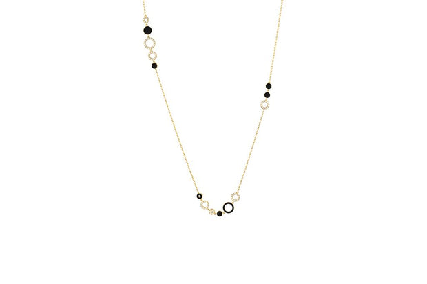 Facet Barcelona Diamond Necklace with Black Enamel. 16.5"