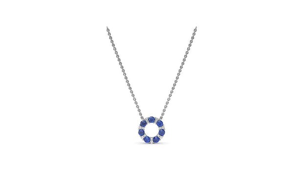 FANA Shared Prong Sapphire and Diamond Circle Necklace