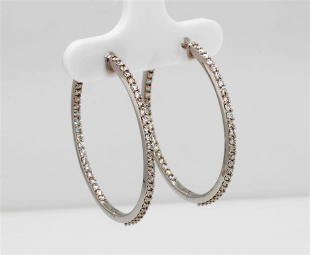 Plateau Jewelers' Diamond Hoop Earrings in 14k White Gold
